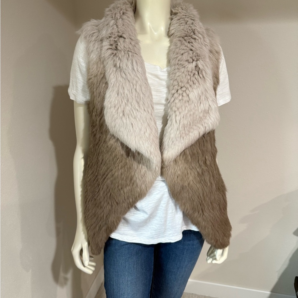 Chic REAL Fur Vest in Brown and Cream
